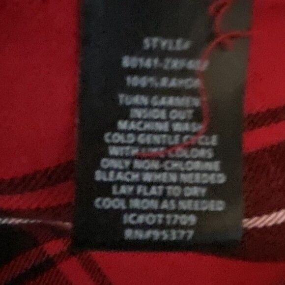 Sanctuary Shirt Women's Red Black Plaid Button Up / Snaps Boyfriend Shirt XL S - Picture 7 of 9